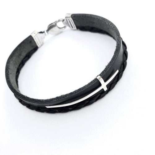 Bransoleta skórzana ze srebrem