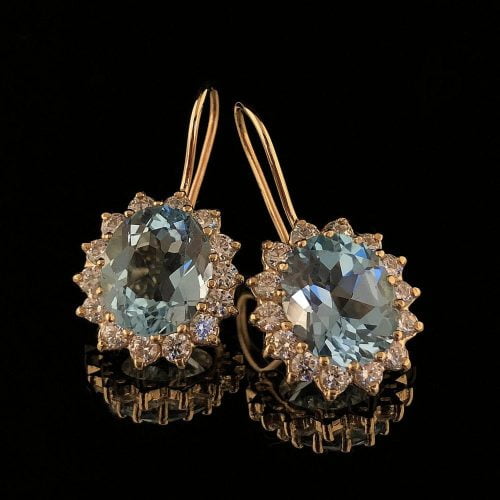 Kolczyki złote z naturalnym topazem