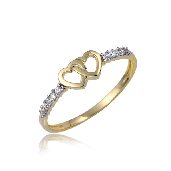 Pierścionek złoty z cyrkoniami