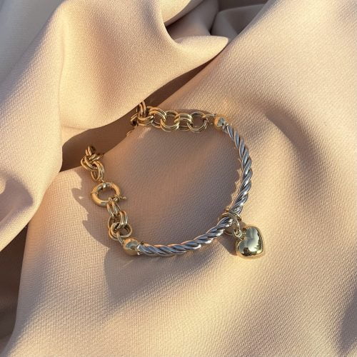 Bransoletka z biało-żółtego złota