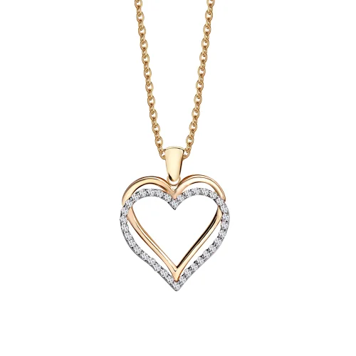 Zawieszka złota z cyrkoniami - serce