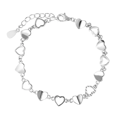 Bransoletka srebrna - serca