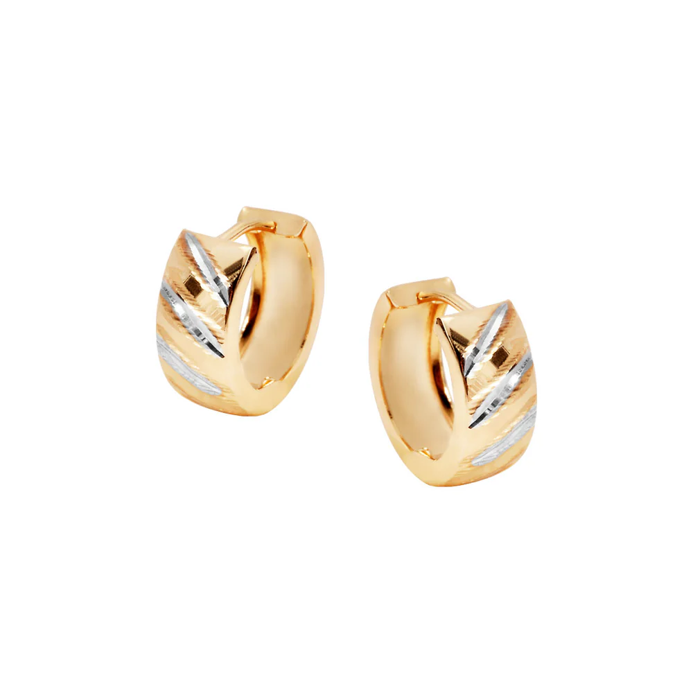 Kolczyki z zapięciem typu szarnir, wykonane z dwukolorowego złota