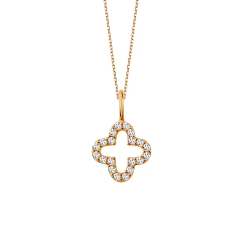 Zawieszka złota – koniczyna z cyrkoniami