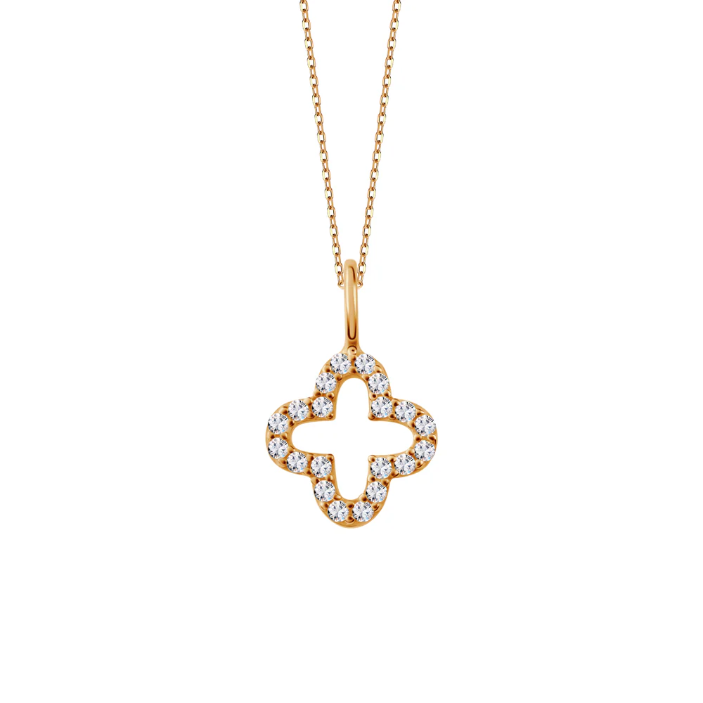 Zawieszka złota – koniczyna z cyrkoniami