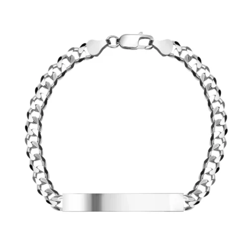 Bransoleta srebrna o splocie pancerki z blaszką