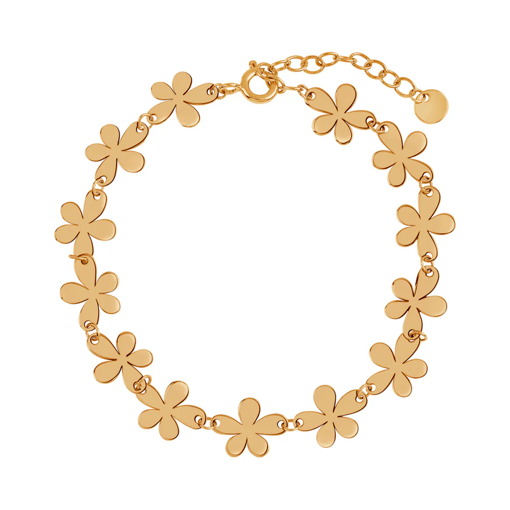 Bransoletka srebrna poozłacana - kwiaty