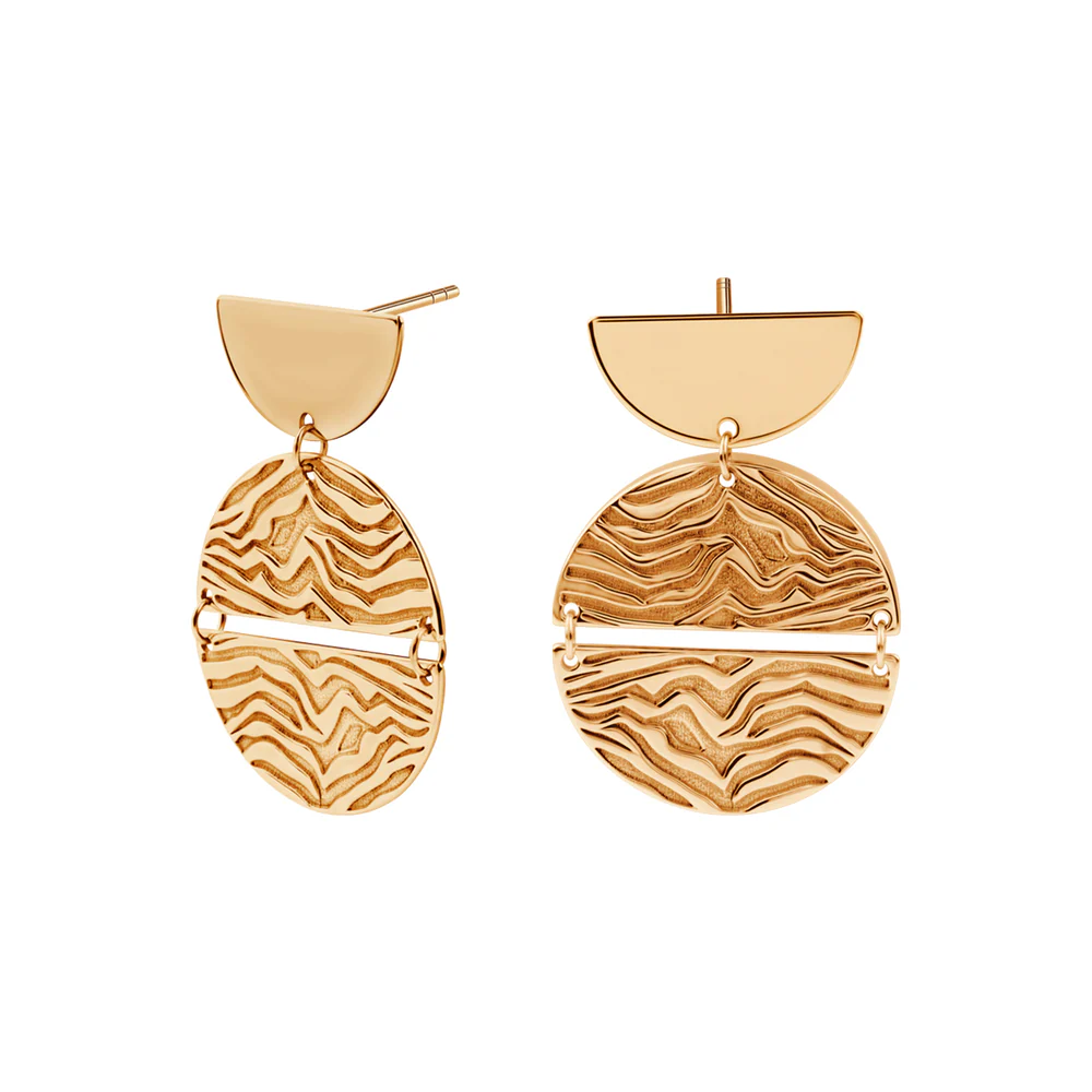 Kolczyki srebrne pozłacane wiszące - półokrągłe