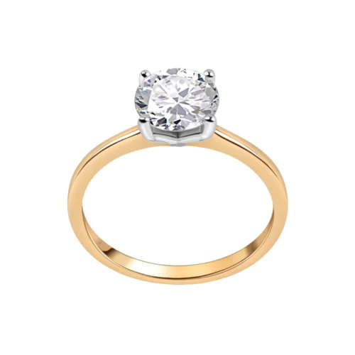 Pierścionek srebrny pozłacany z cyrkonią