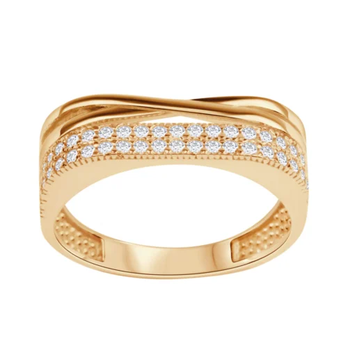 Pierścionek srebrny pozłacany z cyrkoniami