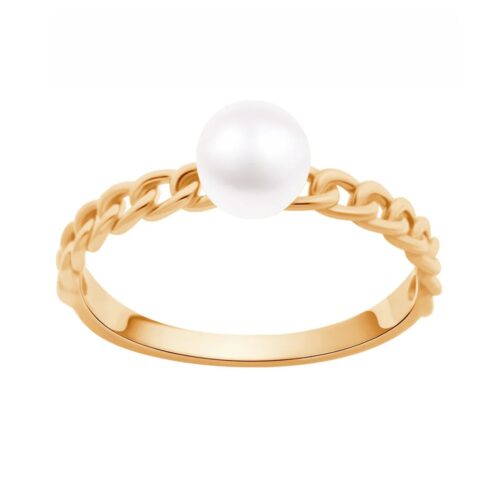 Pierścionek srebrny pozłacany z perłą