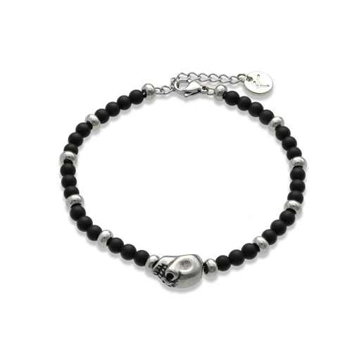 Bransoleta męska ze stali i agatów