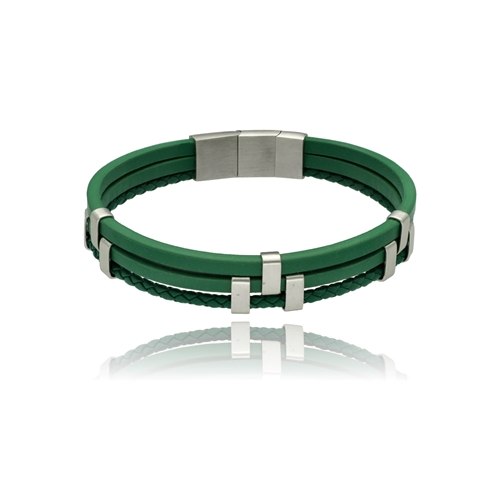 Bransoleta męska ze stali i skóry