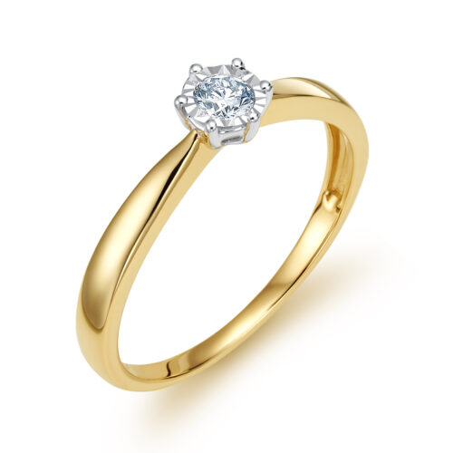 Finezyjny pierścionek złoty z brylantem