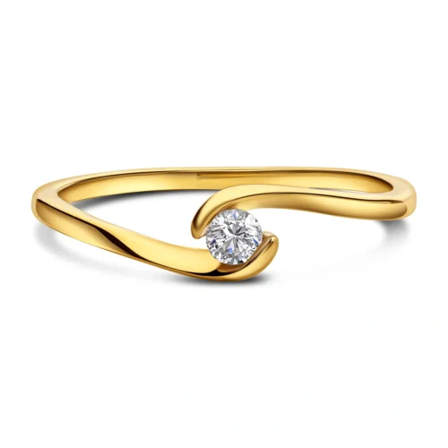 Delikatny pierścionek złoty z brylantem