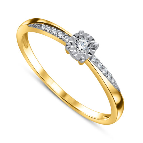 Złoty pierścionek z diamentami