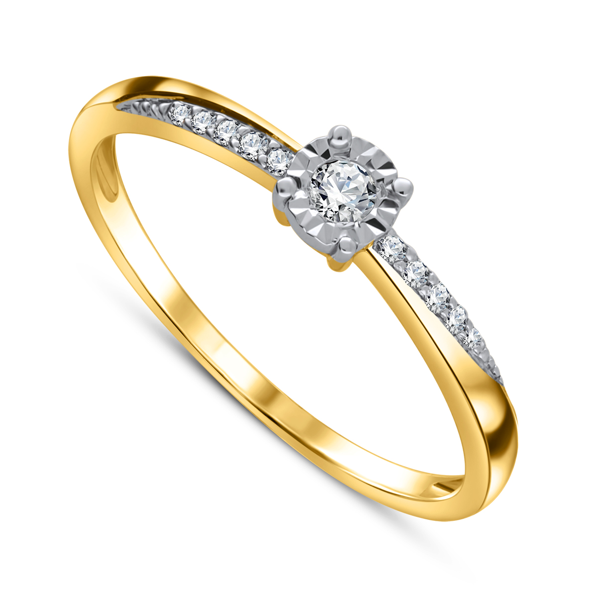 Złoty pierścionek z diamentami