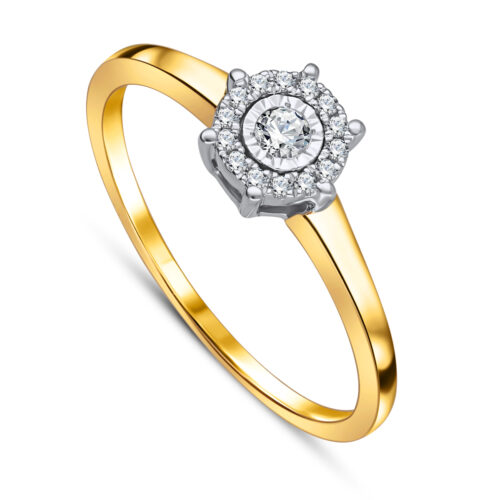 Złoty pierścionek z diamentami