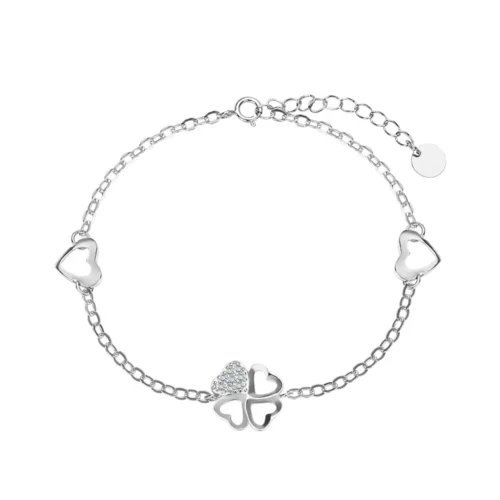 Bransoletka srebrna z cyrkoniami - serca