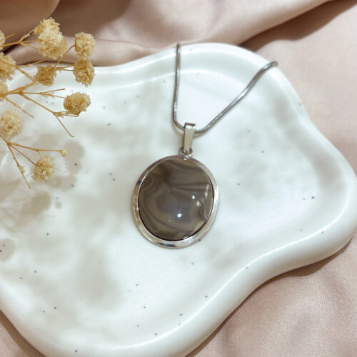 Zawieszka srebrna z krzemieniem pasiastym