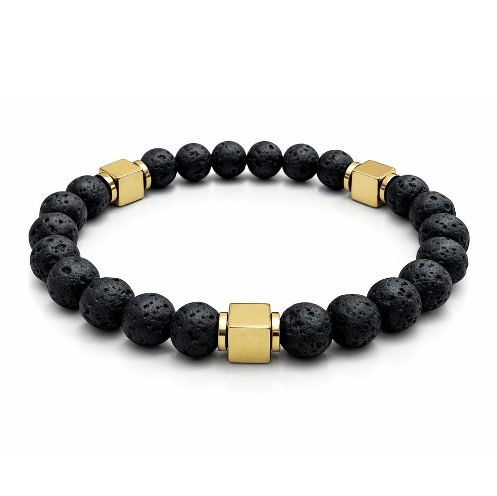 Bransoletka męska z lawą wulkaniczną